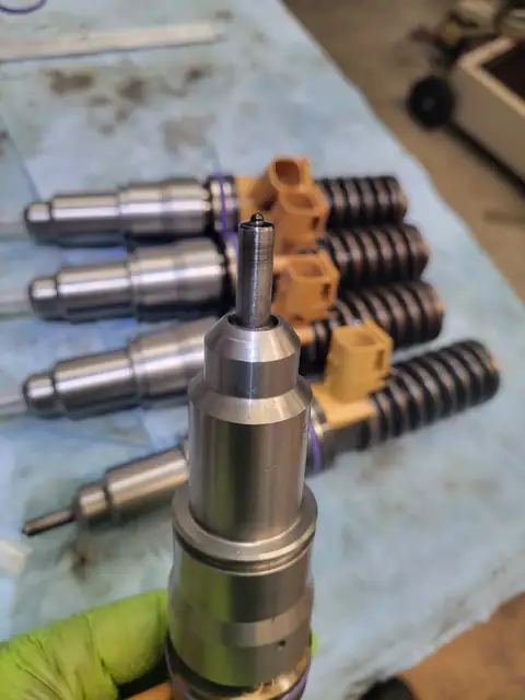 Close-up of remanufactured fuel injectors